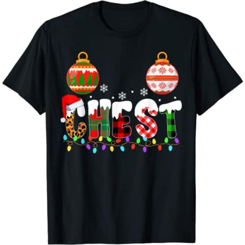 Funny Couples Christmas Chestnuts Adult Matching T-Shirt Xmas Costumes for Couples His and Her Girlfriends Boyfriends