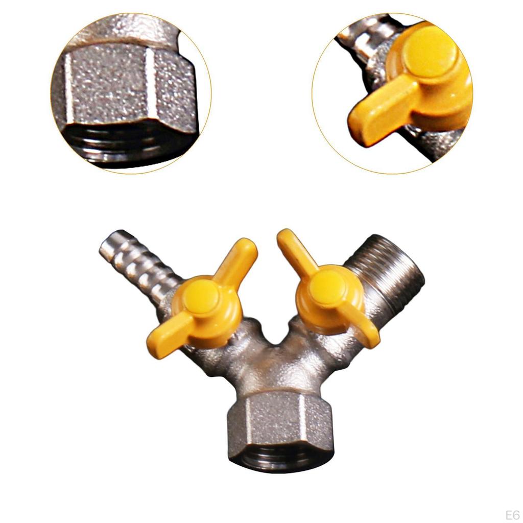 3 Way Shut Off Valve Y Shaped Ball Component for Repair with Copper Threads 0.79"