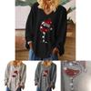 Stilvolles Damen Weihnachts-Weinglas T-Shirt V-Ausschnitt Langarm Bluse Tops