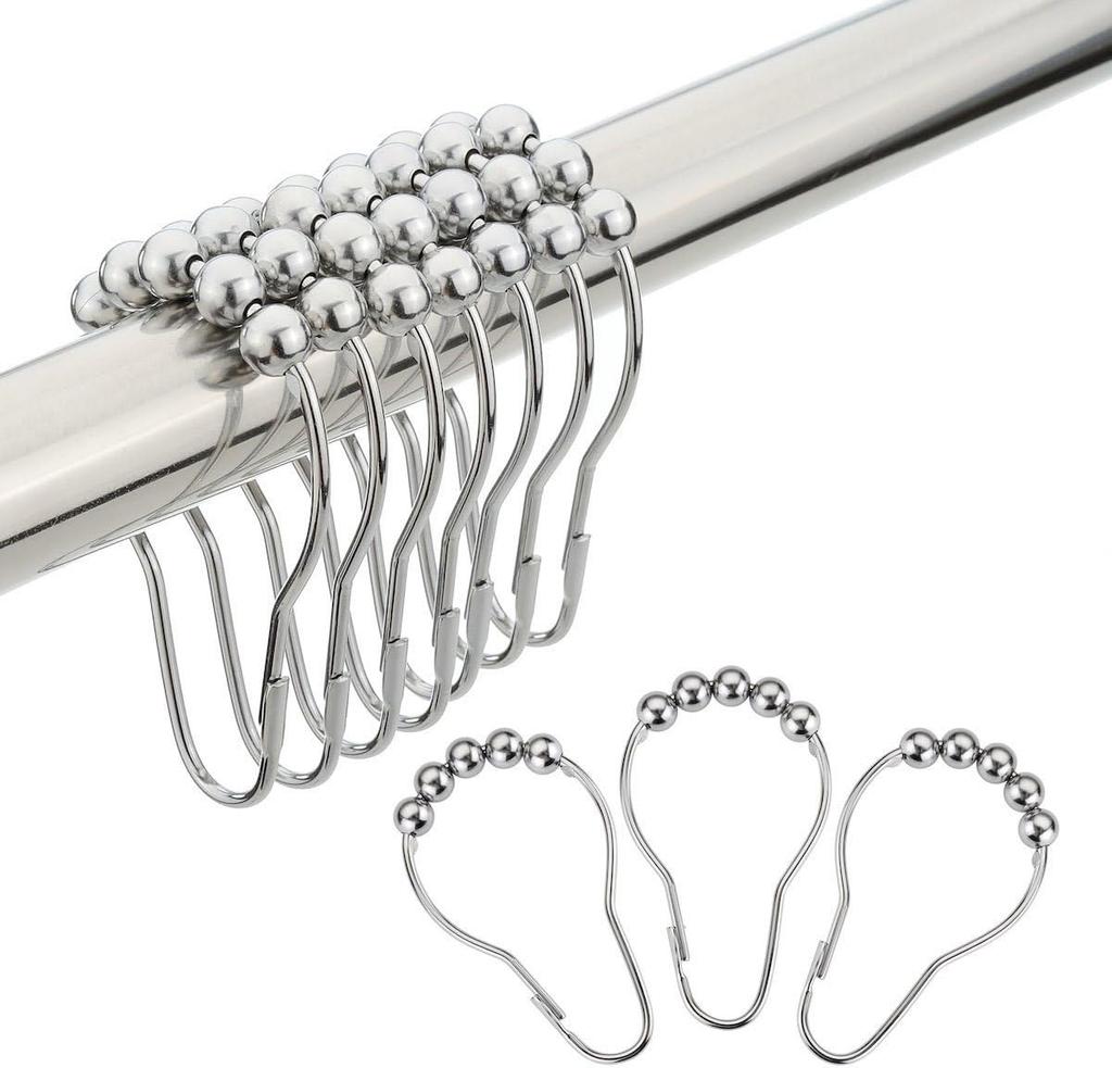 12 Stück Duschvorhanghakenringe, dekorative Duschvorhanghaken, rostfreie Duschvorhangringe aus Edelstahl, Duschhaken für Duschvorhang