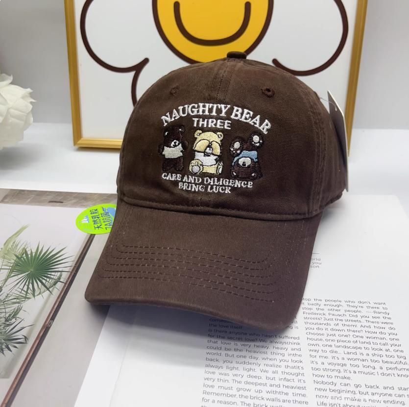 Women's Cotton Baseball Cap Letter Embroidery Color Block Design Korean Retro Style Cute Outdoor Casual Hat