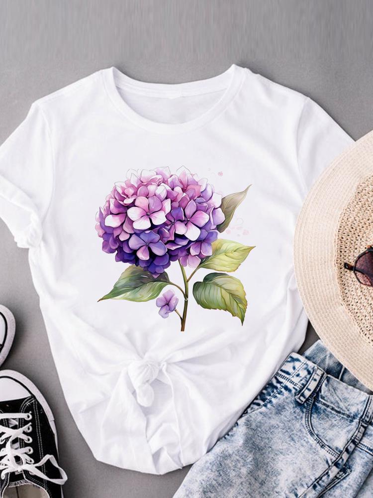 (Asian Size) trend plant cute T-shirts O-neck Casual Clothing Fashion Female Women's Top Short Sleeve T shirt Printed Graphic Tee