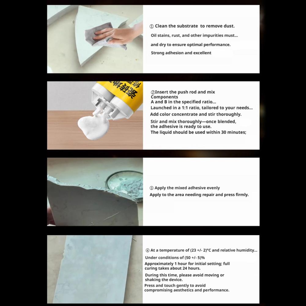 Ceramic Tile Repair Paste, Dual-Tube Dispenser Tile Repair Paste, Glossy Finish Waterproof Filler for Tile Cracks & Holes