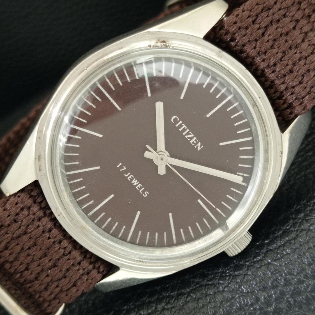 ВИНТАЖНЫЕ ЯПОНСКИЕ МУЖСКИЕ ЧАСЫ CITIZEN С РУЧНЫМ ЗАВОДОМ 8270A КОРИЧНЕВЫЙ ЦИФЕРБЛАТ a706445-1