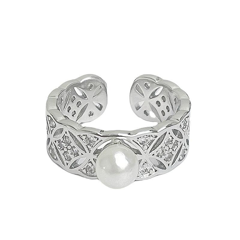 New Light Luxury Zircon Niche Design Sense Unique Opening Ring Women'S Cold Wind Exquisite Fashion Jewelry