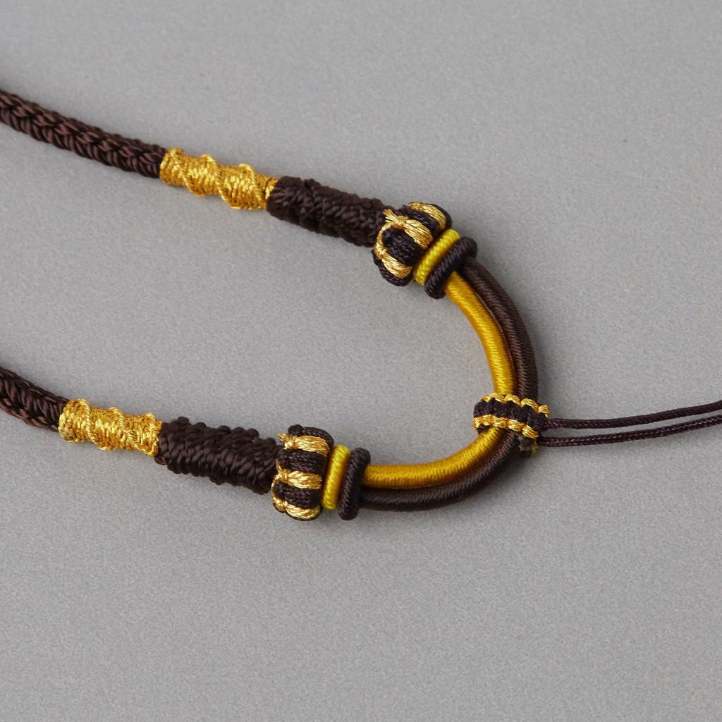 Handgefertigtes Achtstrangiges Tiefbraunes Verstellbares Halskettenband