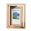 Dual-Sided 360° Rotating Wooden Picture Frame, Elegant Desktop Decor Holds Two 7-Inch Photos For Home Or Office Display