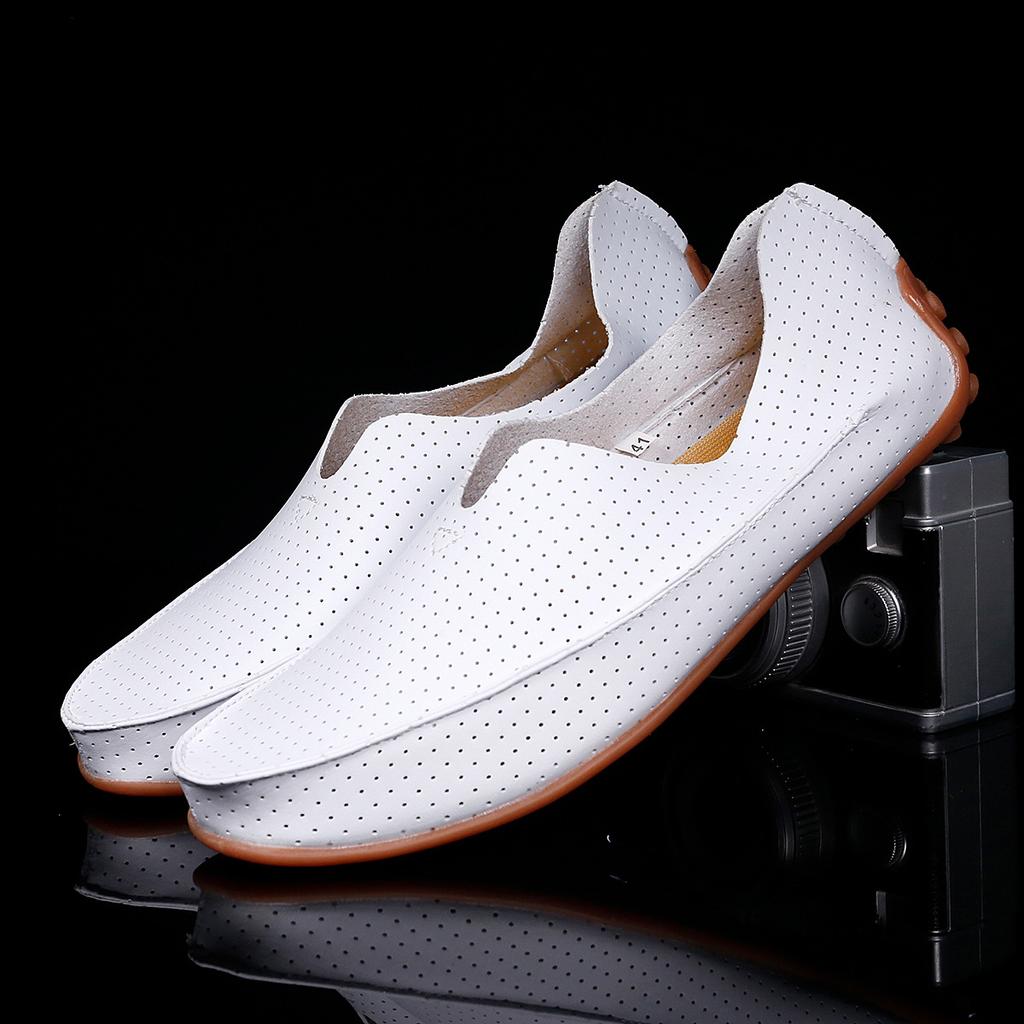 Pánské Boty Ležérní Luxusní Značka Léto Pánské Mokasíny Pravá Kůže Mokasíny Lehké Prodyšné Nazouvací Lodní Boty