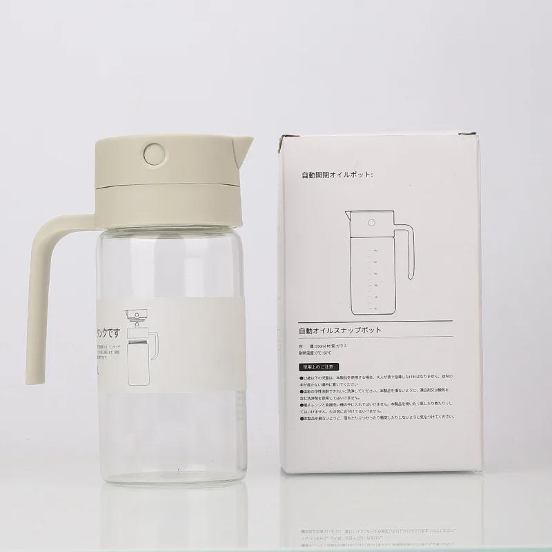 

Диспенсер для масла с крышкой, предотвращающей протекание, с автоматическим открыванием и закрыванием, стеклянная бутылка для масла, герметичный контейнер для соевого соуса, уксуса