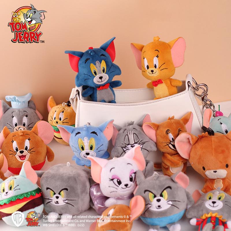 Tom and Jerry Cat & Mouse Plush Toys: Keychain Charms & Pendant Gift for Kids