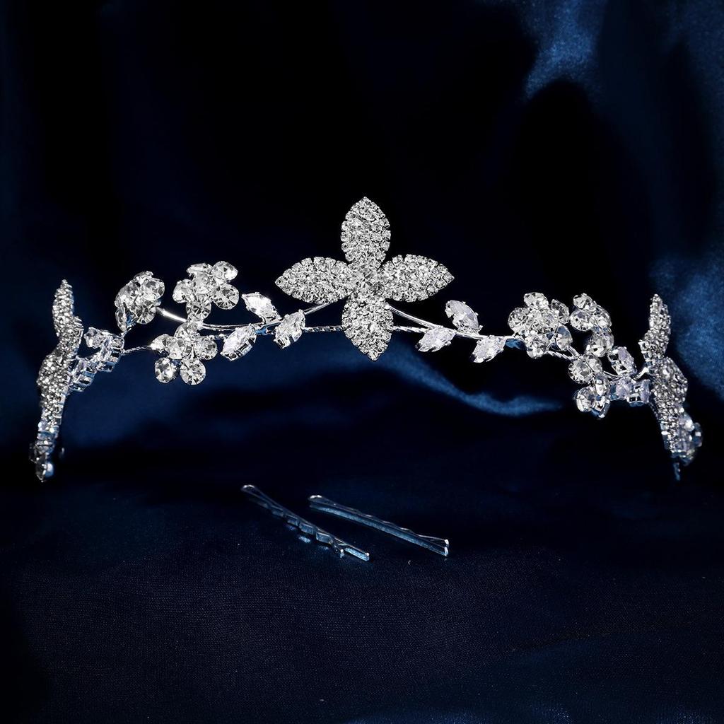 Hochwertiges Braut-Strass-Blatt-Stirnband mit Zirkonia-Einlage