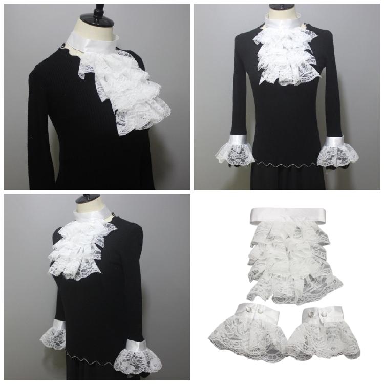 Jabot Collar Lace Wrist Cuffs Shirt Blouses Dress Removable Sleeves Ruffled Wrist Cuffs for Women Girl Photography