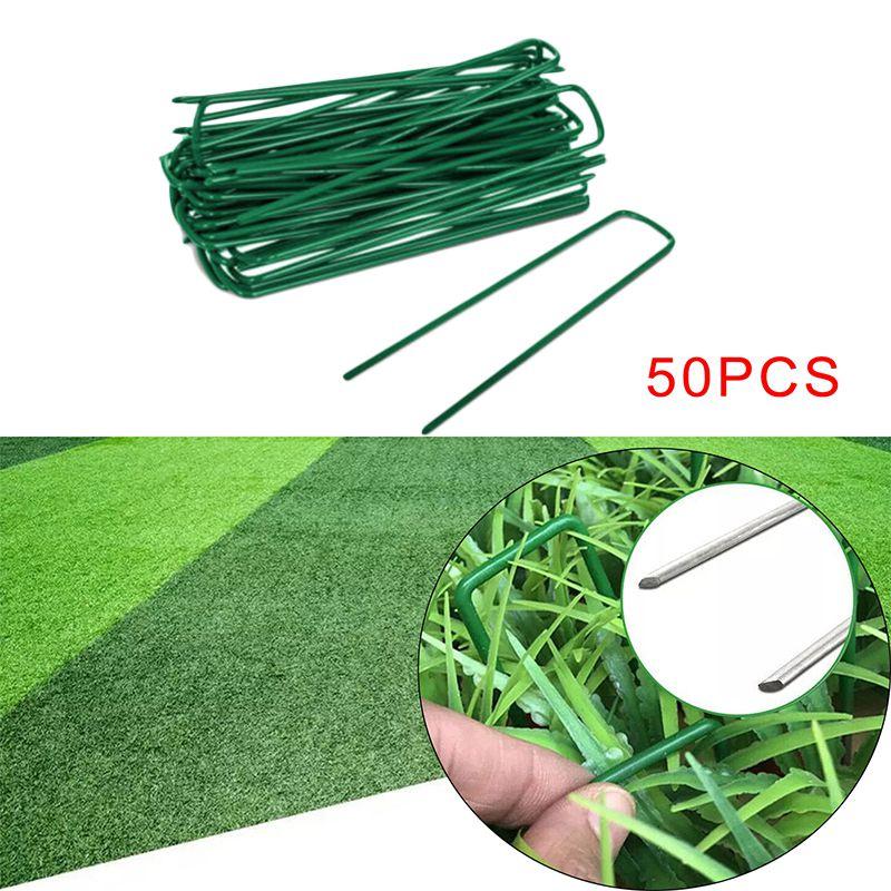 Heavy Duty Green Galvanised Turf Nails Steel Ushaped Garden Ground Pegs For Lawn And Garden Cover Fixing