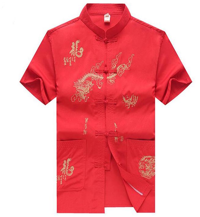 

Мужской летний костюм Тан с коротким рукавом и воротником-стойкой - китайский стиль для людей среднего и пожилого возраста XXL