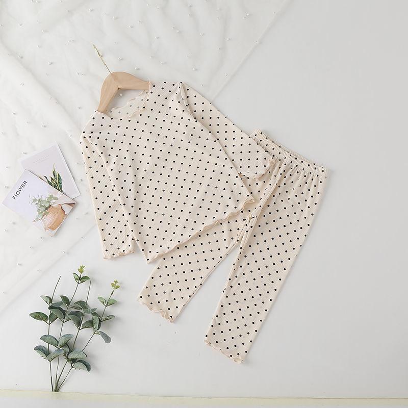 Girls' Polka Dot Summer Pajama Set - Light, Stylish Two-Piece for Home or Air-Conditioned Wear