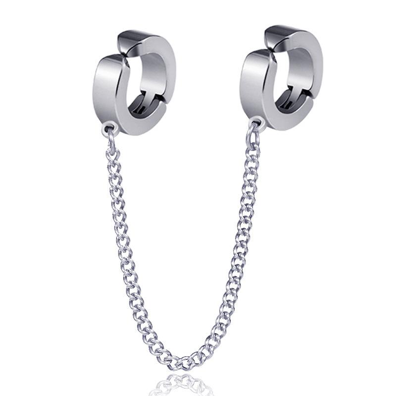 Stainless Steel Clip-on Fake Earrings Non-piercing Earcuff Ear Clip Earrings Without Piercing Punk Personality Jewelry