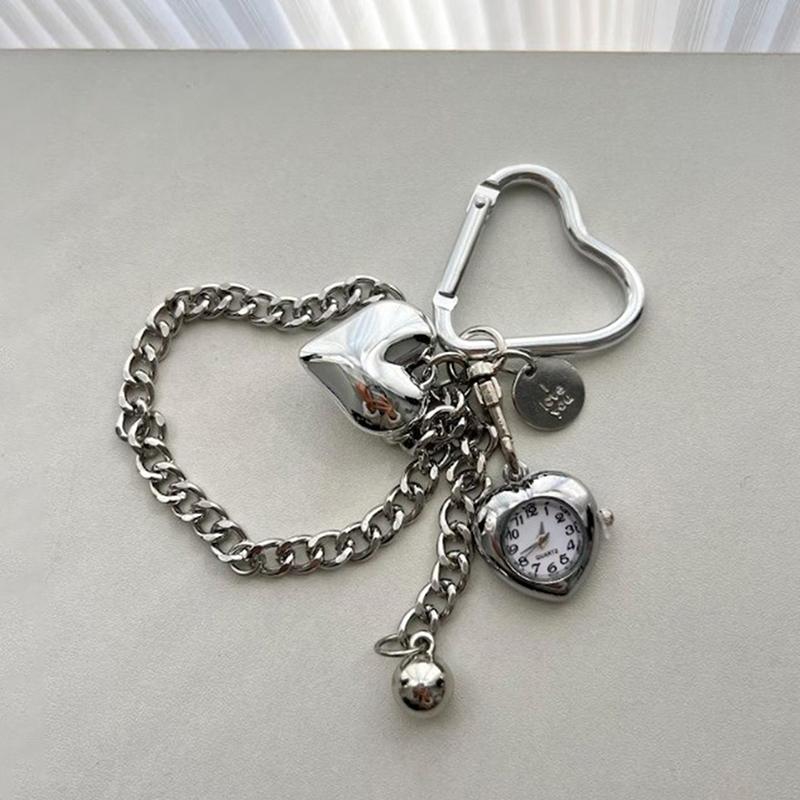 Original Heart Watch Clock Pendant Keychain Niche Design Keyring Bag Pendant Charms Backpack Decoration