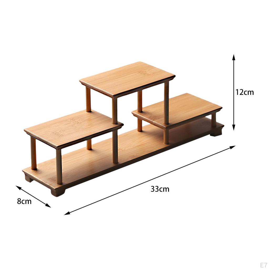 Elegant Wooden Display Stand for Fragrance Bottles and Collectible Figurines