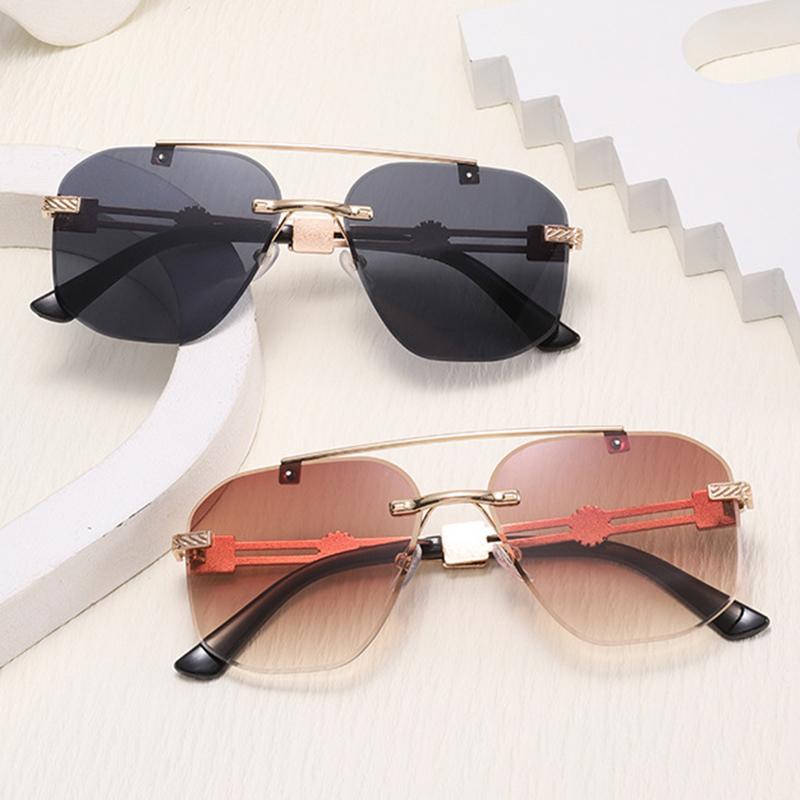 New Luxury Designer Sunglasses Men Women Leopard Rimless Vintage Trendy Shades for Outdoor Travel