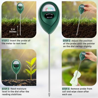 Testeur d'humidité pour plantes 3 en 1, pH/Lumière, kit de test de sol pour intérieur, testeur d'humidité du sol pour plantes d'intérieur, jardin, pelouse, ferme