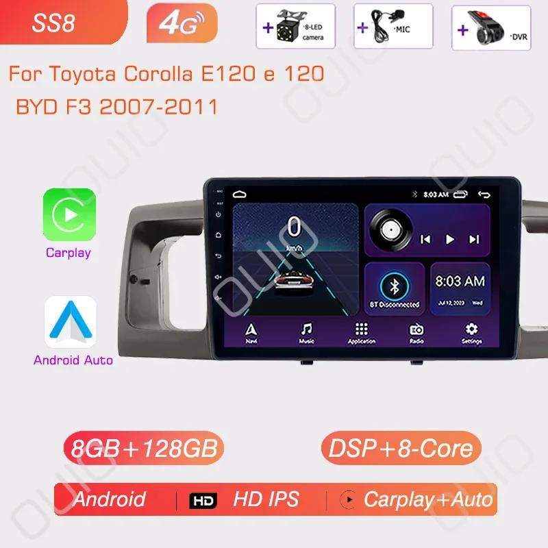 2DIN Android 13 Radio For Toyota Corolla E120 E 120 BYD F3 2007-2011 Car Stereo Multimedia Player Carplay Auto GPS Navigation