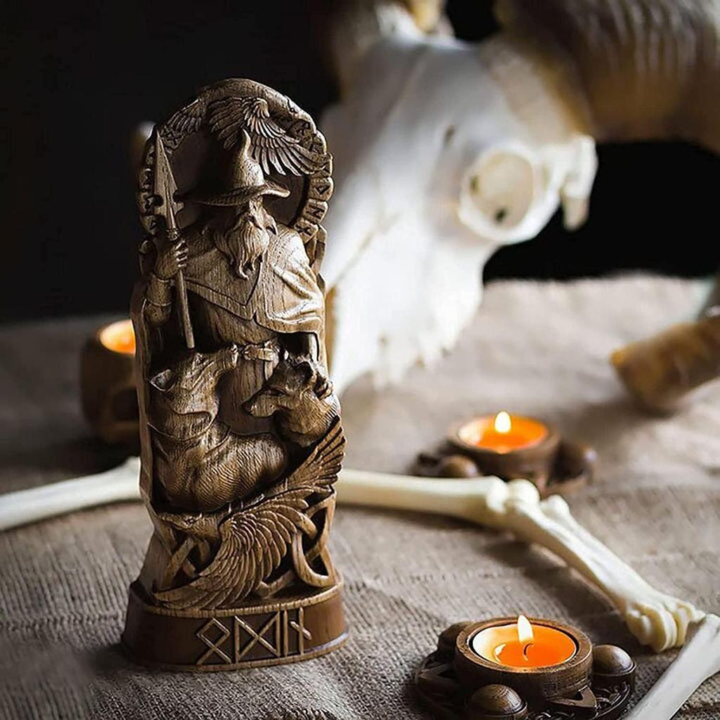 New Hero Statue Imitation Wood Carving Resin Ornament Resin Handicraft Mythical Ornament Thor Spirit Decoration