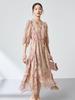 Ethereal Floral Print Dress in 100% Mulberry Silk with Ruffles - Spring Tea Break Collection