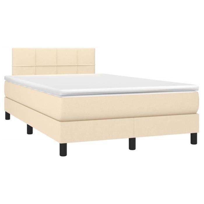 3140046 vidaXL Divan Bed with Mattress Cream 120x200 Cm Fabric.