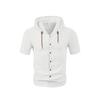 Men S Short Sleeve Hooded Open Front Shirt Loose Breathable Summer Casual