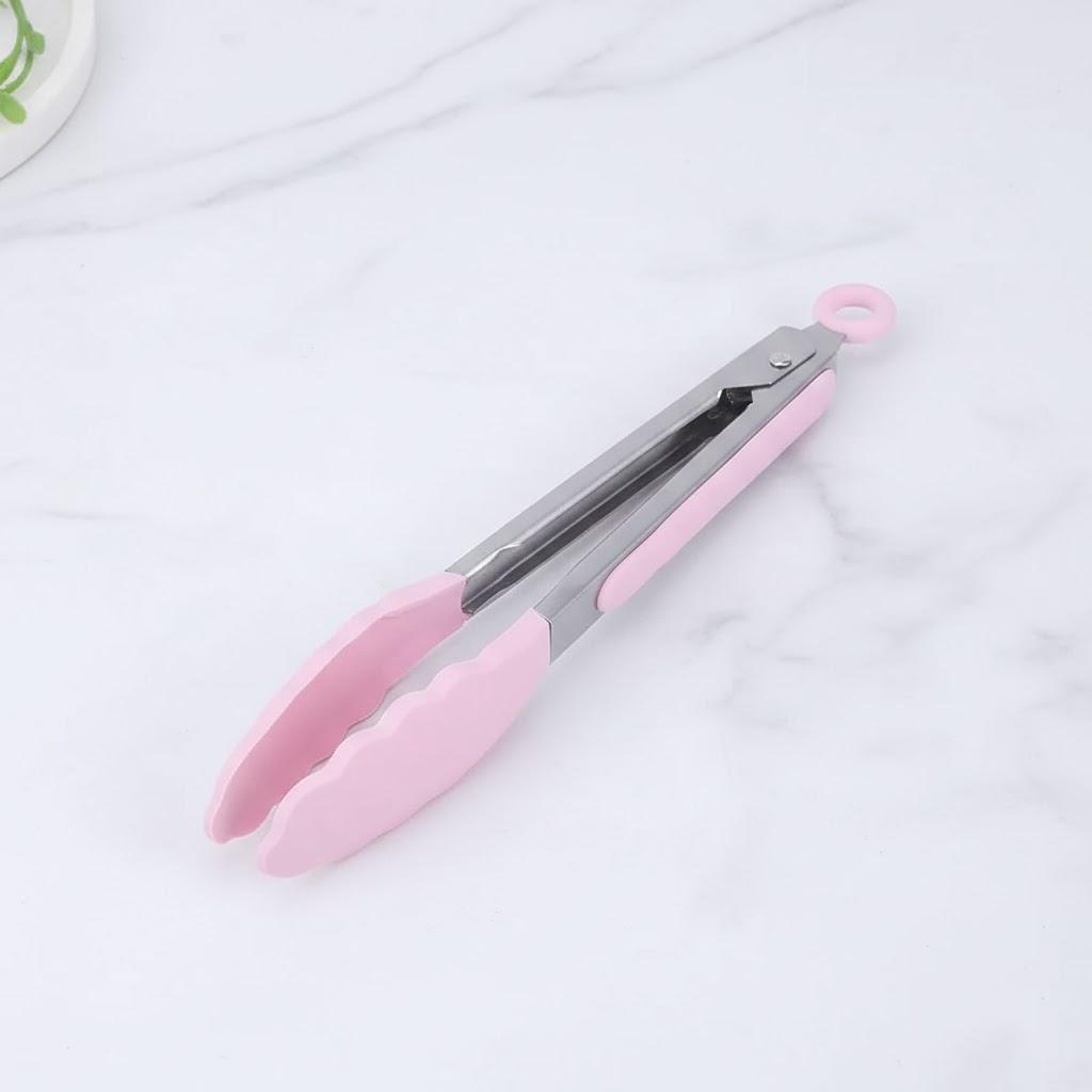 

Stainless Steel Heat Resistant Silicone Food Clips Barbecue Steak Clips Non Stick Pot Clips рожевий