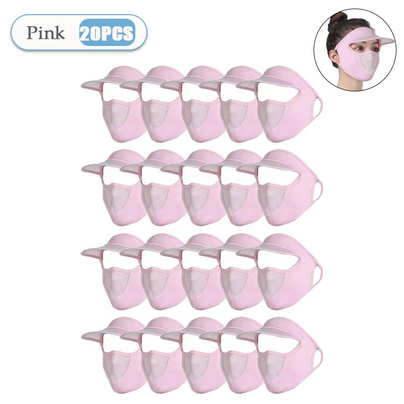 1-20PCS Women‘s Summer Ice Silk Sun Hat with Full Face Mask Breathable UV Protection Lightweight Washable for Outdoor Travel