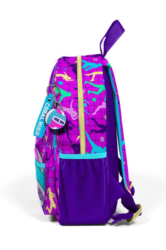 Minik Yuva Rucksack Rosa Lila Volleyball Gemustert Zwei Fächer 23561