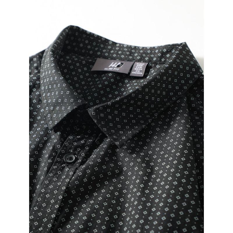 High Count Cotton Poplin Polka Dot Long sleeve Shirts Men's Breathable Stretch Thin Spring and Summer Outerwear Foreign Trade Men's Casual Shirt
