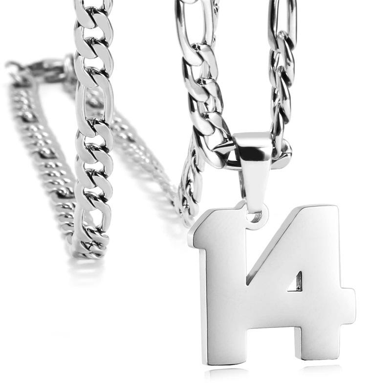 Men's Athlete Stainless Steel Sports Digital Necklace Baseball/Basketball/Soccer Team Inspiration Jewelry Spot