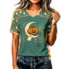 Women's Casual Short Sleeve Halloween Print T-Shirt for Everyday Wear