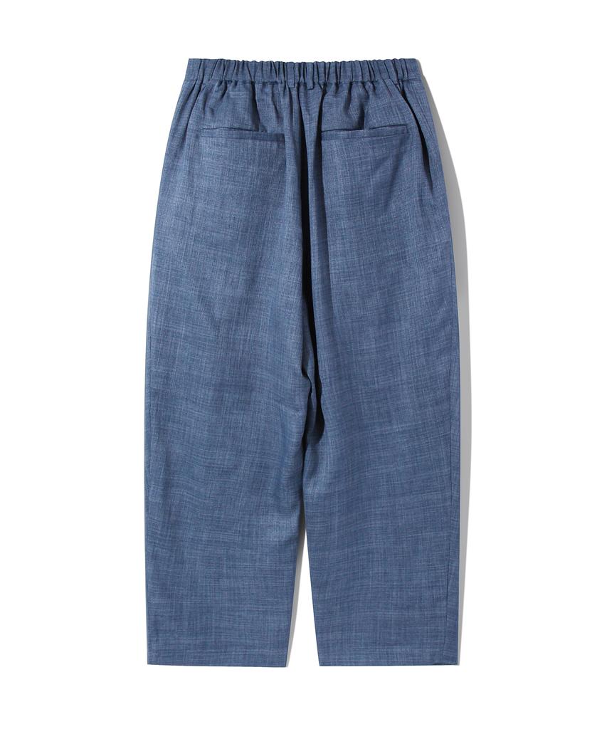 DIAMOND LAYLA Two-Tuck Wide Banding Slacks P14 Denim Texture Indigo