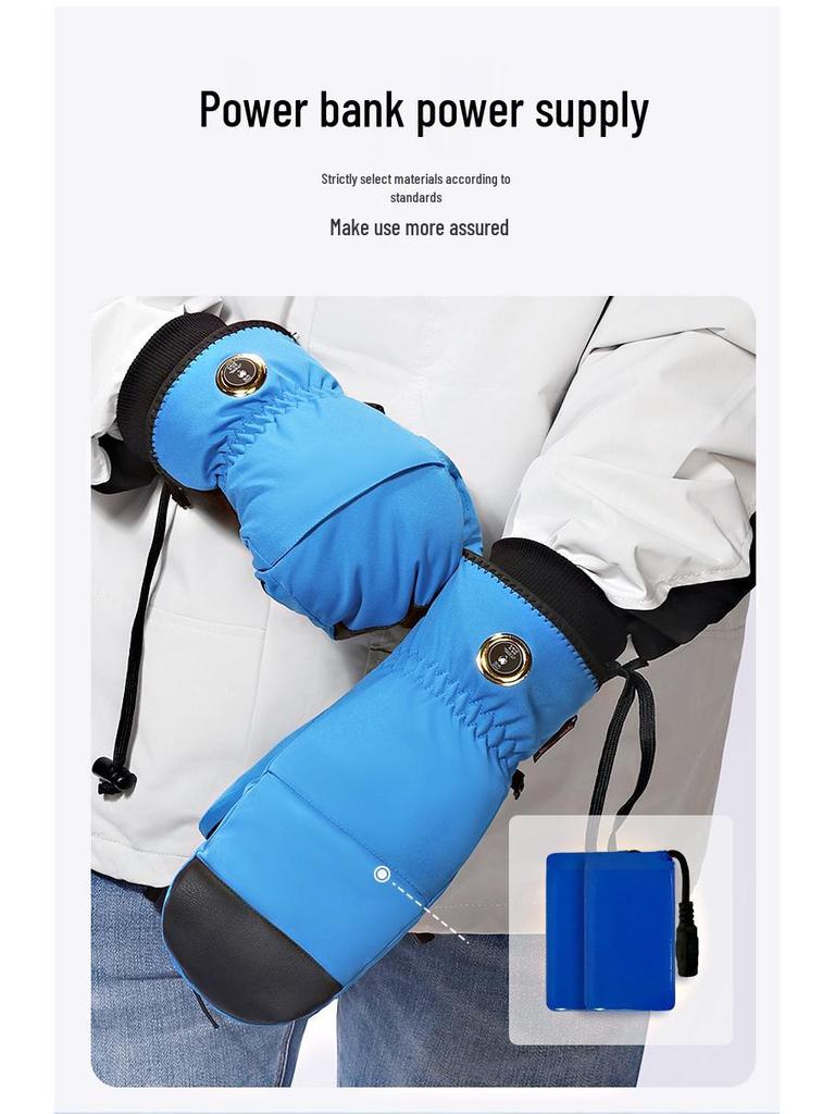 Unisex Heated Winter Mittens: Waterproof, Warm, and Ideal for Hiking, Skiing, Electric Biking, and Motorcycling.