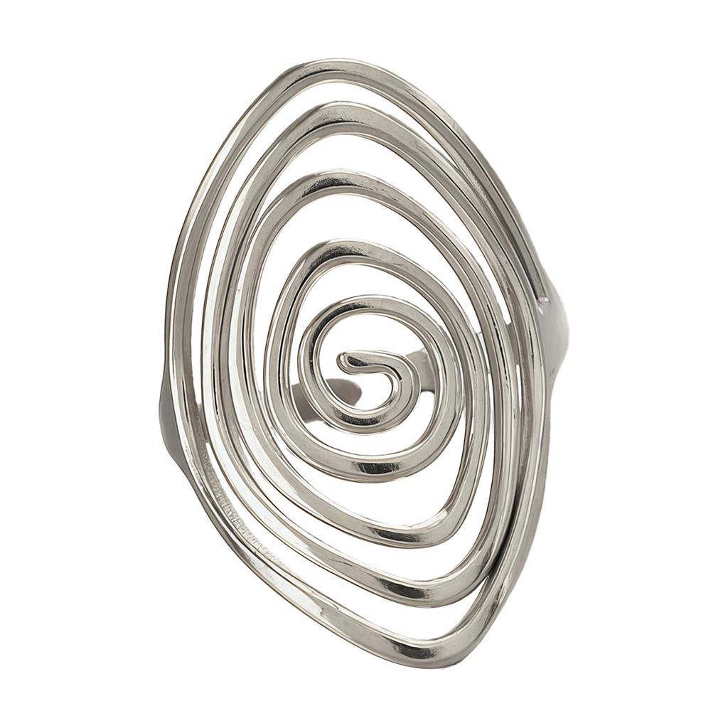 Modern Swirl Rotation Adjustable Open Ring Stainless Steel Fashion Open Vortex Ring Jewelry Comfortable Wear Daily