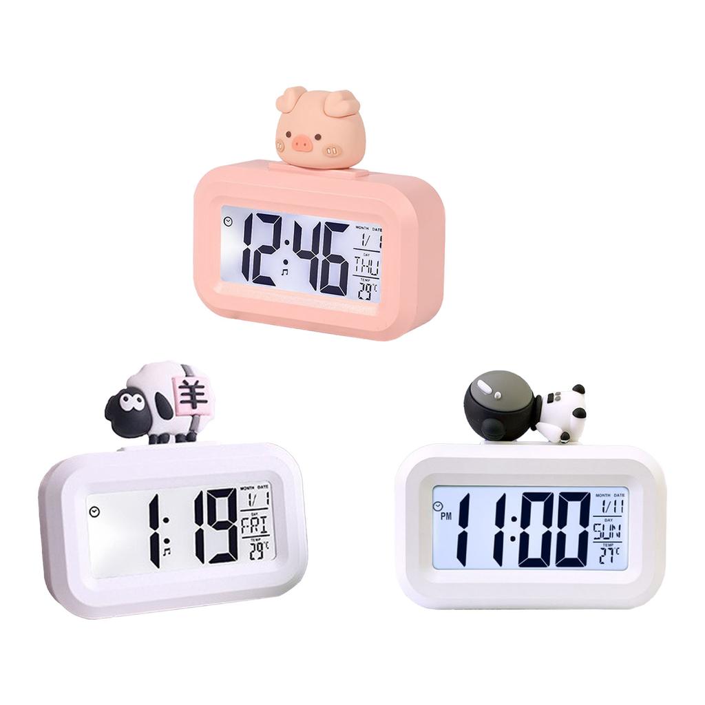 Electronic Clock Cute Cartoon LED Screen Desktop Electronic Alarm Data Time Calendar Temperature Clock Cute Electronic Clock