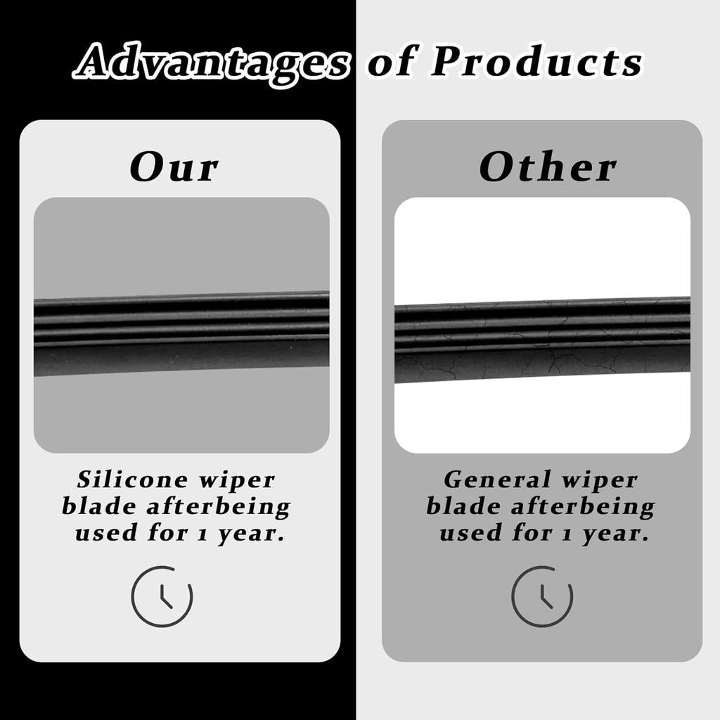 4 Pack Windshield Wiper Blades Refills, DIY Adjustable Windscreen Wiper Rubber Strips, Frameless Window Boneless Ert Silicone Strips, Universal For