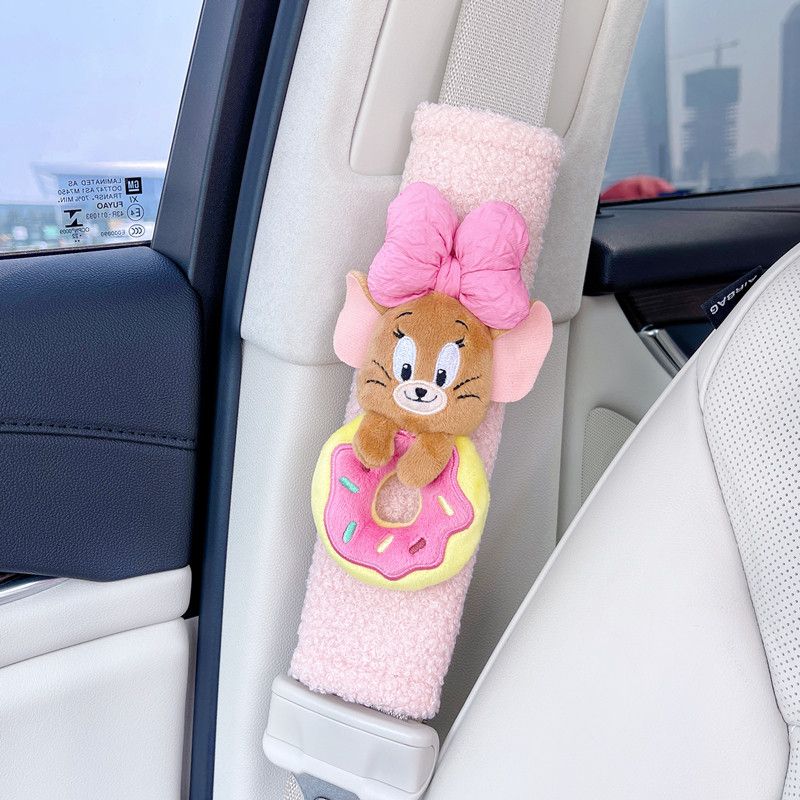 

Car Seat Belt Shoulder Pads, Cute Cat and Mouse Design, High-End Personalized Car Decoration Shoulder Protection Covers Jerry Pink Shoulder Pad - Single