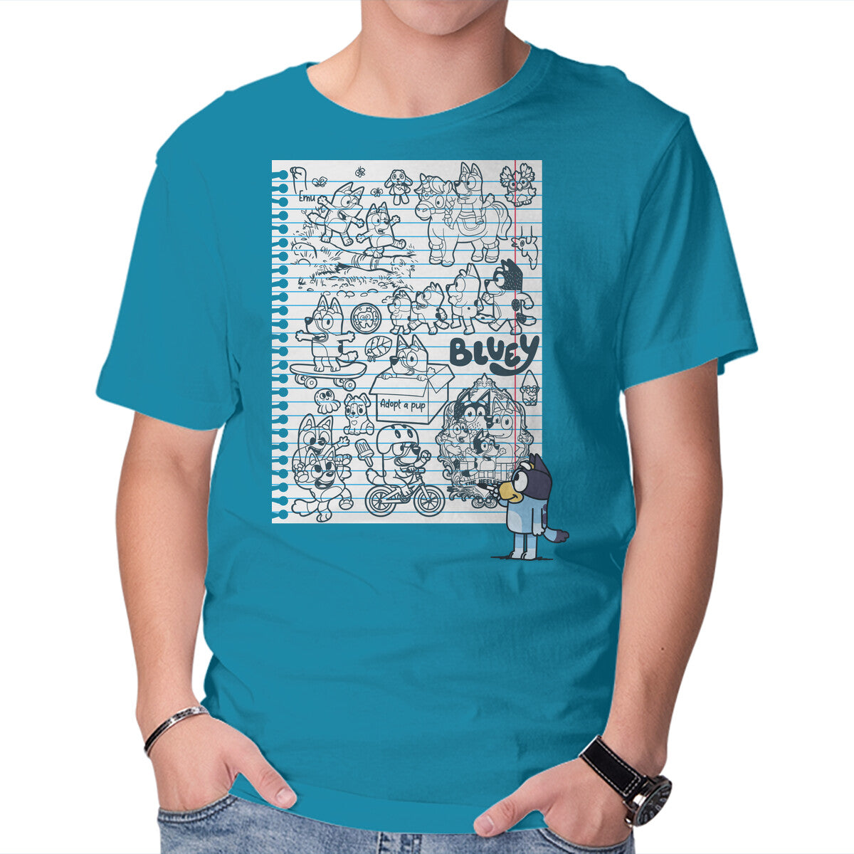 Unisex Crew Neck T-Shirt Doodle Heeler Graphic Short Sleeve Casual Tee S