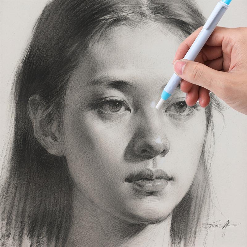 6Pcs/Set School Students Stationery Creative Pen Shape Press Type Pencil Eraser With Replaceable Core Painting Erase Supplies