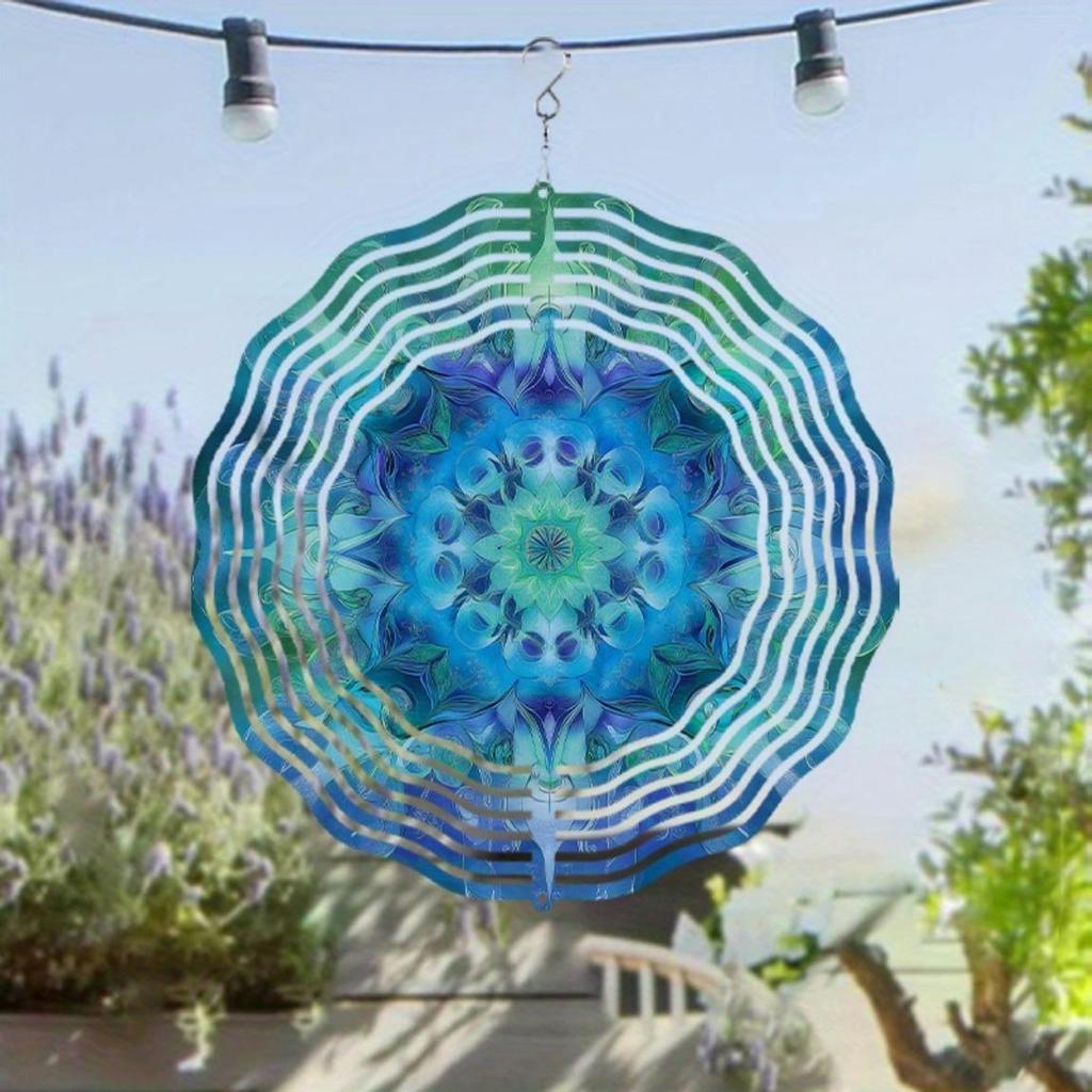 25.4cm Metal Wind Chime for Outdoor Garden Decor Rotating Hook with Spring Summer Fall Winter Design Perfect Gift for Family Friends Patio Yard