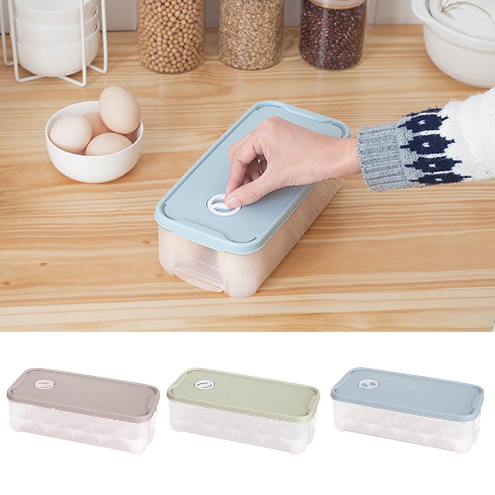 Egg Storage Box Plastic Egg Organizer Grids Kitchen Container with Lid