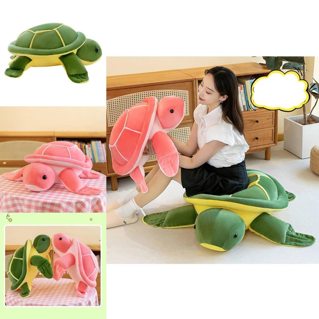 Adorable Green Turtle Plush Pillow Ultra-soft Pp Cotton Stuffed Animal Toy For Kids