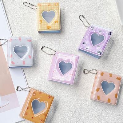 16 Fächer 2 Zoll Mini-Fotoalbum Herz Transparenter Fotokartenhalter Mini-Fotoalbum Aufbewahrung Sammelalbum Visitenkartenalbum