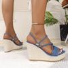 New Women's High Heel Thick Sole Casual Shoes Summer Open Toe Wedge Sandals Fashion Women