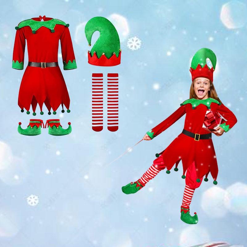 Children's Christmas Outfit Boys And Girls Santa Claus Suit Red Long Sleeve