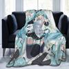 Hatsune Miku Anime Blanket Fleece Printed Multi-function Warm Throw Blanket for Home Travel Bedspread